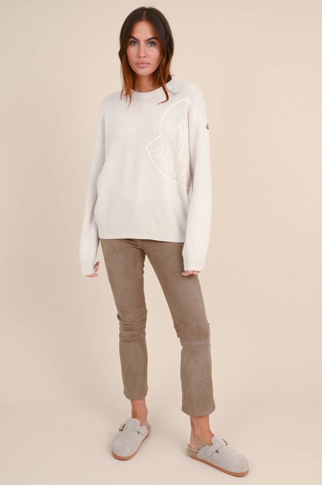Moncler Pullover mit Stickerei in Natur
