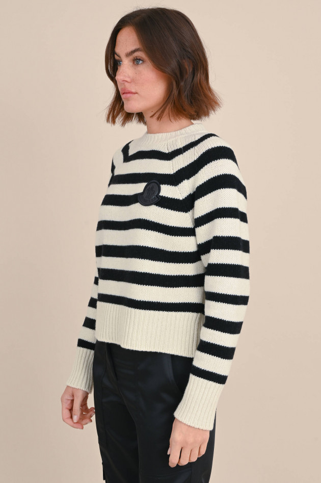 Moncler Pullover aus Wolle in Natur/Schwarz gestreift