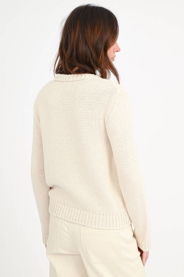 Moncler Strickpullover mit MONCLER-Stickerei in Creme