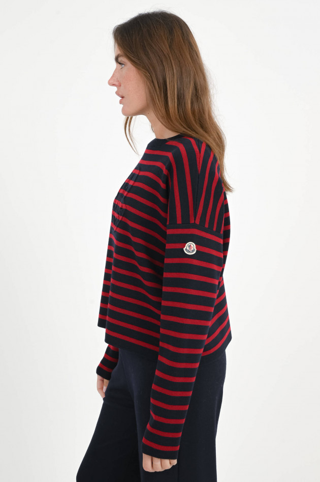 Moncler Wollpullover mit Logoprägung in Navy/Rot
