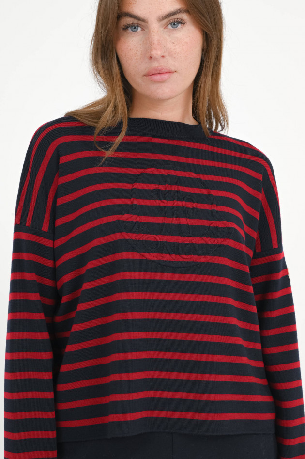Moncler Wollpullover mit Logoprägung in Navy/Rot