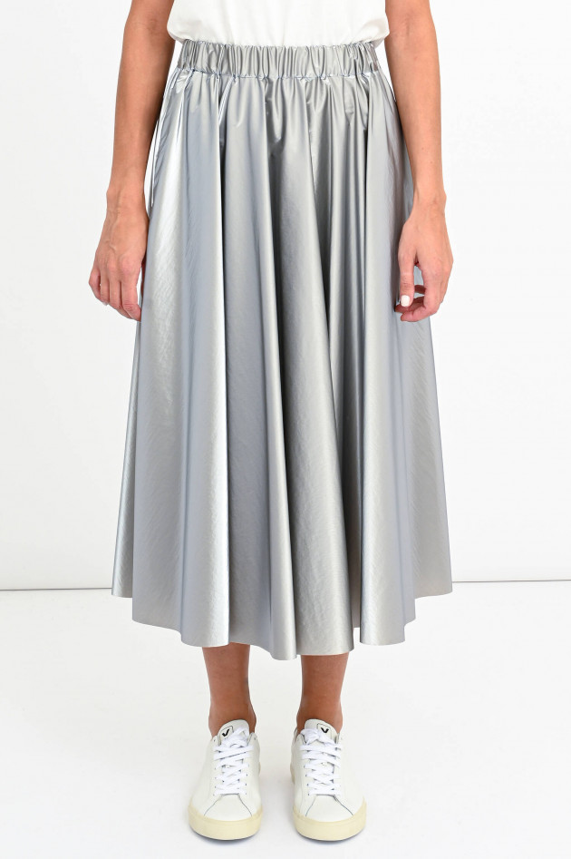 Moncler Metallic Midi-Rock mit Raffung in Silber