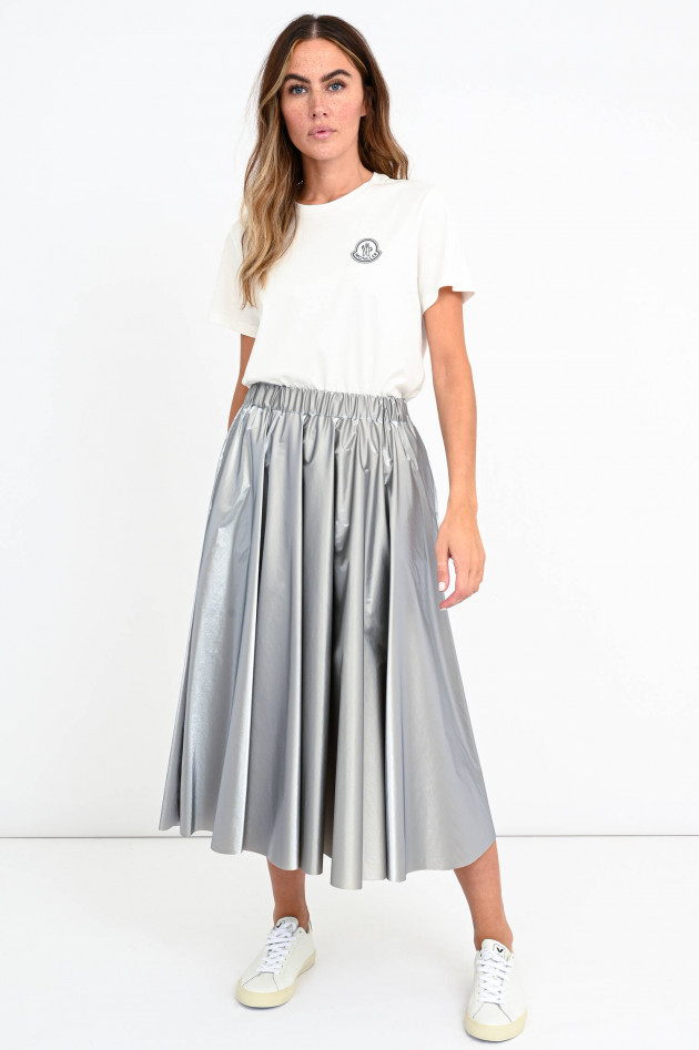 Moncler Metallic Midi-Rock mit Raffung in Silber