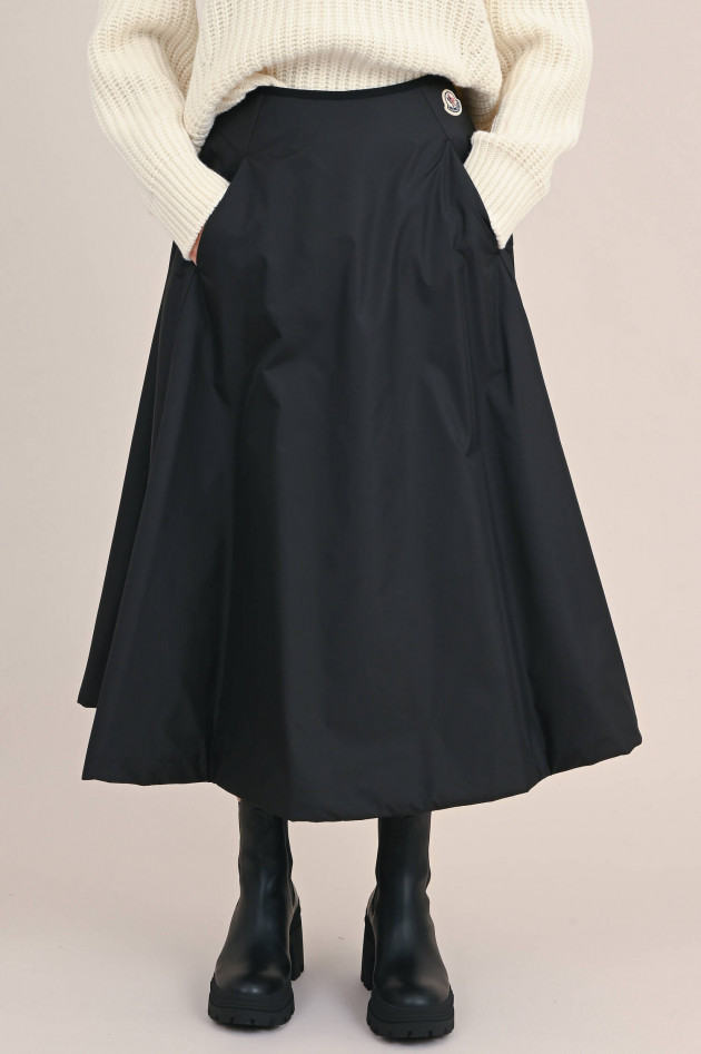 Moncler Midi Rock aus Taft in Schwarz