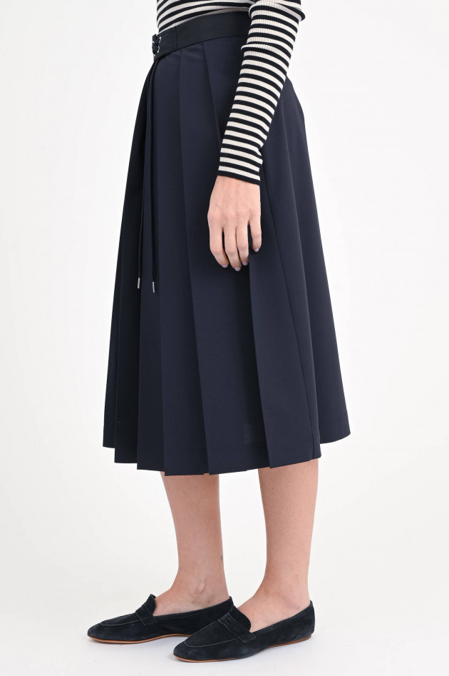 Moncler Plissierter Midirock aus Wollmischung in Navy