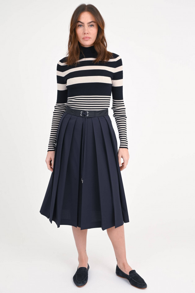 Moncler Plissierter Midirock aus Wollmischung in Navy