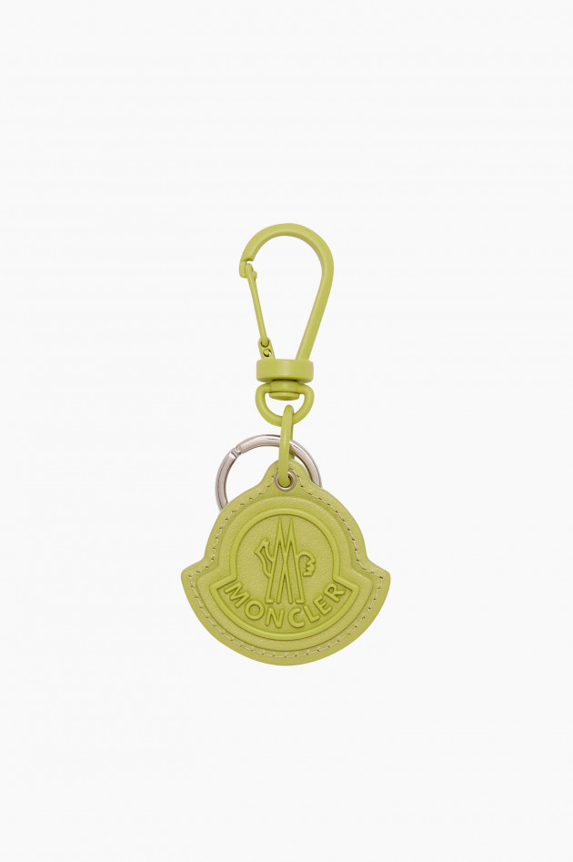 Moncler Logo Schlüsselanhänger aus Leder in Apfelgrün