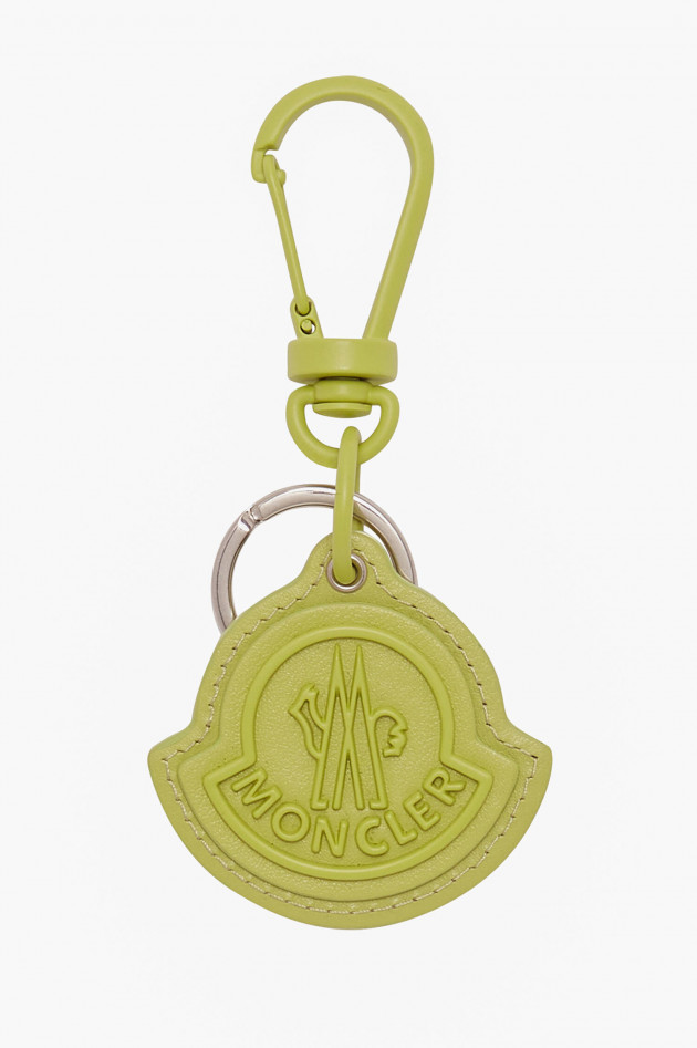 Moncler Logo Schlüsselanhänger aus Leder in Apfelgrün