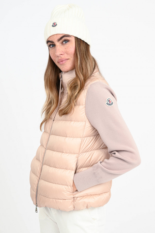 Moncler Leichte Daunenjacke mit Strickarm in Zartrosa