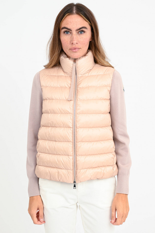 Moncler Leichte Daunenjacke mit Strickarm in Zartrosa