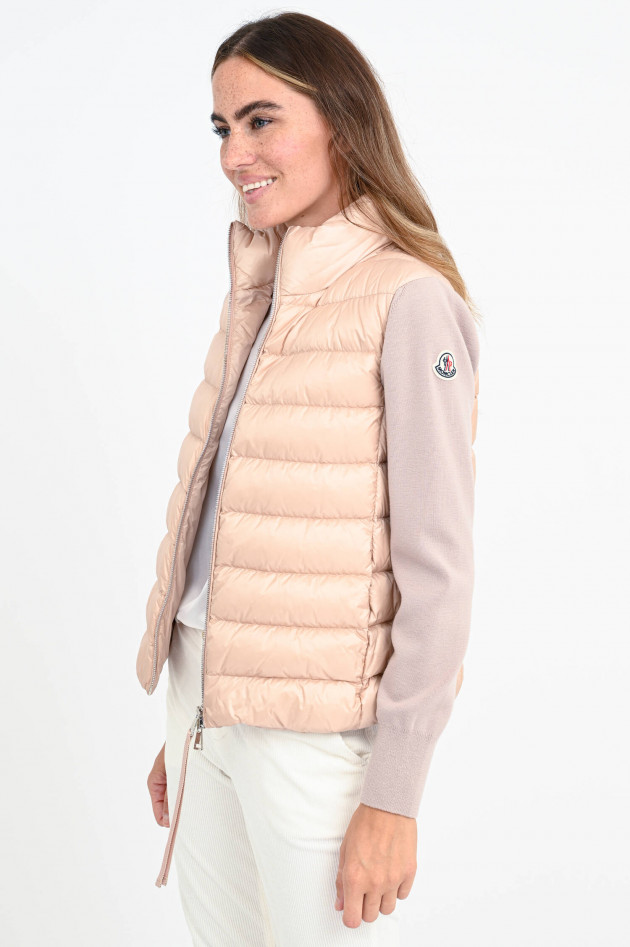 Moncler Leichte Daunenjacke mit Strickarm in Zartrosa