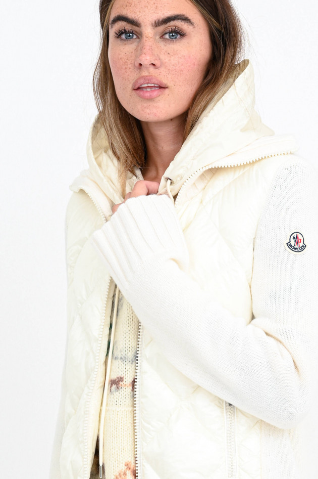 Moncler Strickjacke mit Stepp-Einsätzen in Elfenbein