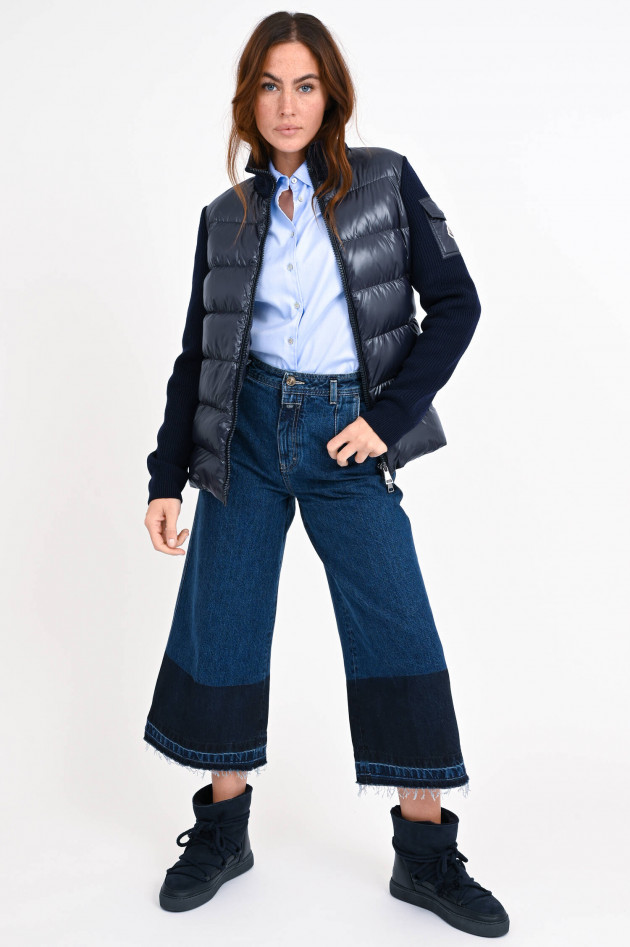 Moncler Strickjacke mit Daunenstepp-Einsatz in Navy