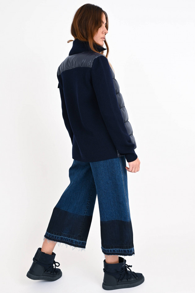 Moncler Strickjacke mit Daunenstepp-Einsatz in Navy