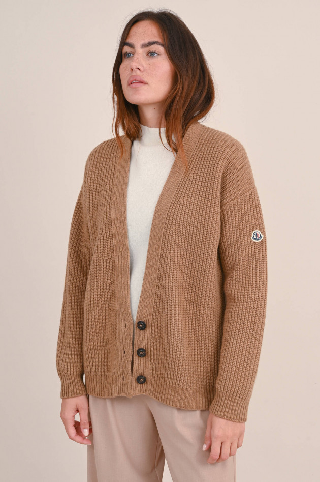 Moncler Strickjacke aus Wolle und Cashmere in Braun