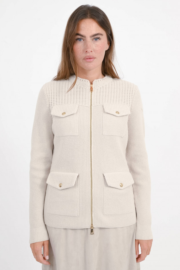 Moncler Wattierte Strickjacke in hellem Greige