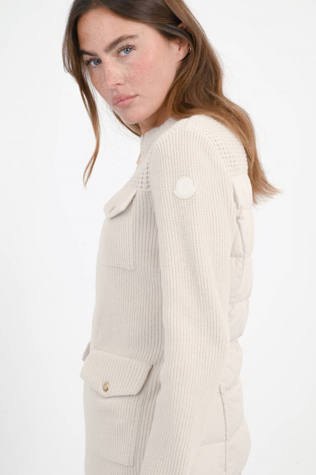 Moncler Wattierte Strickjacke in hellem Greige