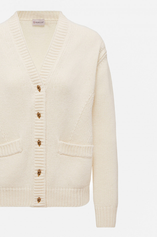 Moncler Cardigan aus Wollmix in Elfenbein