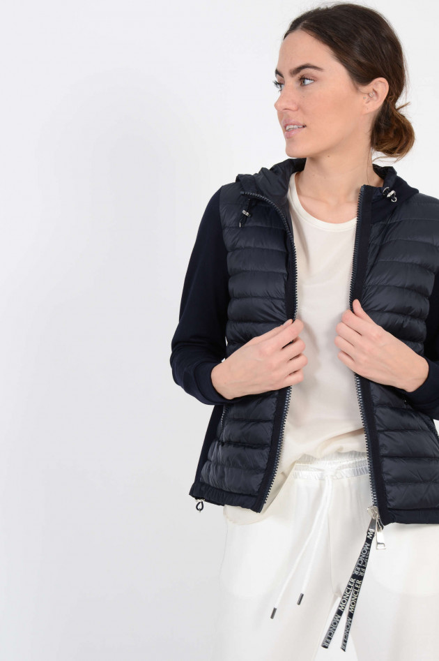 Moncler Sweatjacke mit Dauneneinsatz und Logoband in Navy