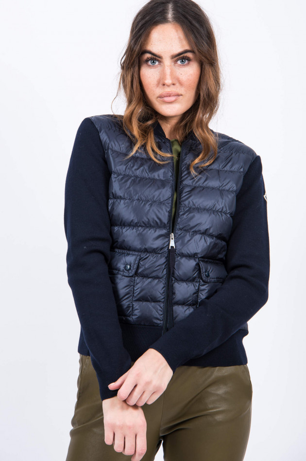 Moncler Strickjacke mit Daunen-Front in Navy