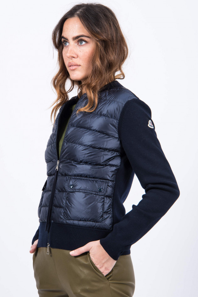 Moncler Strickjacke mit Daunen-Front in Navy