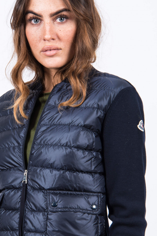 Moncler Strickjacke mit Daunen-Front in Navy