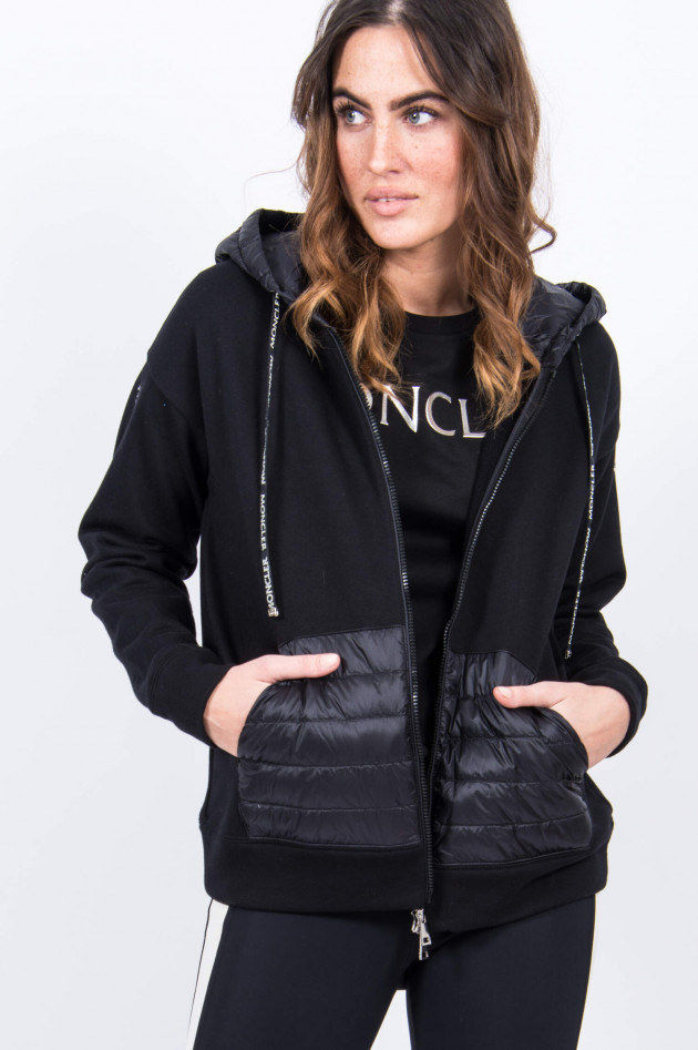 Moncler Sweatjacke mit Daunenbesatz in Schwarz