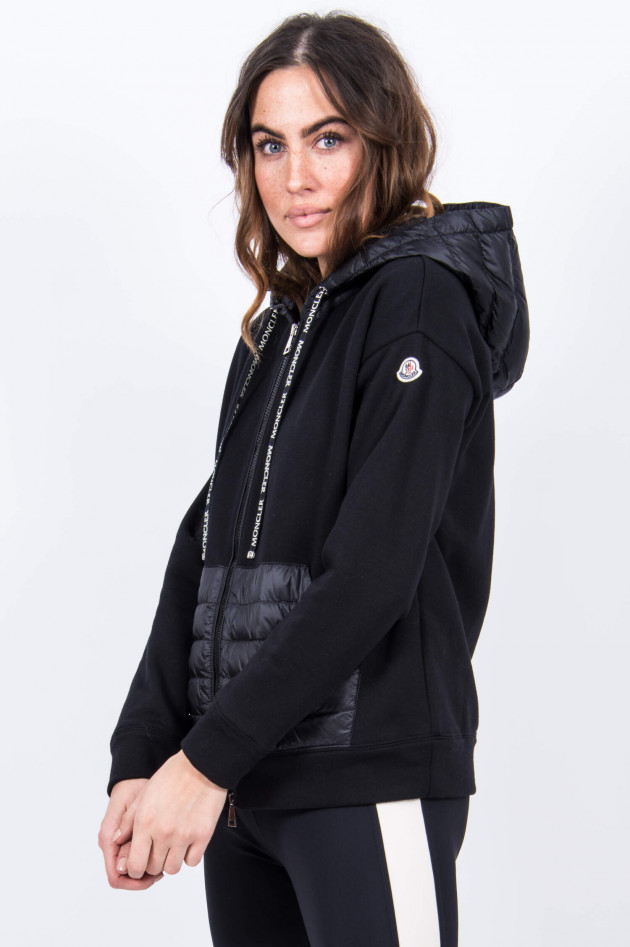 Moncler Sweatjacke mit Daunenbesatz in Schwarz