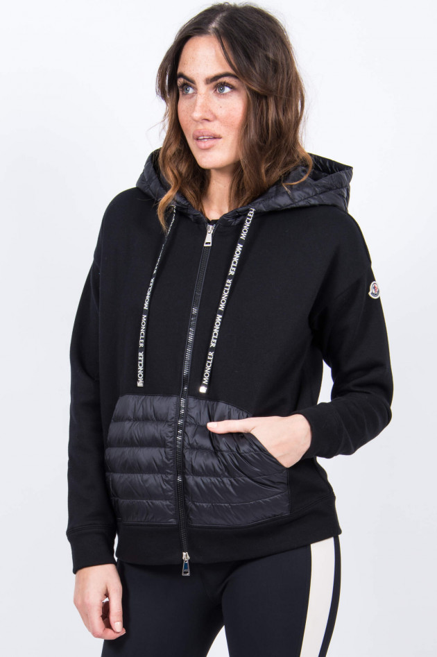 Moncler Sweatjacke mit Daunenbesatz in Schwarz