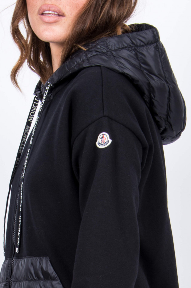 Moncler Sweatjacke mit Daunenbesatz in Schwarz