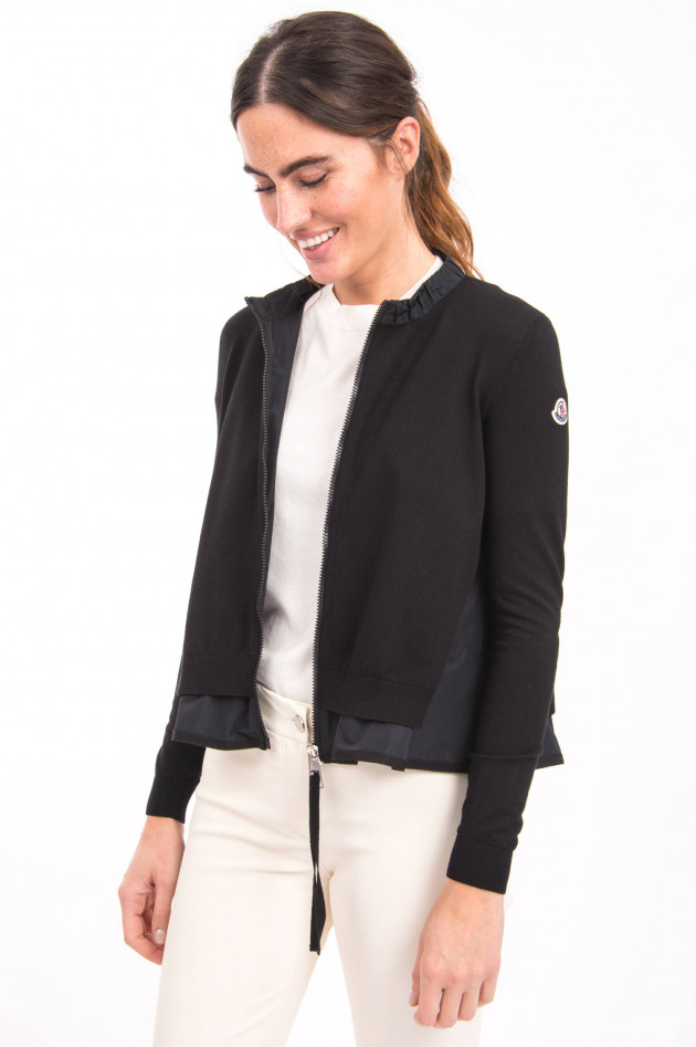 Moncler Sweat-Jacke aus Feinstrick in Schwarz