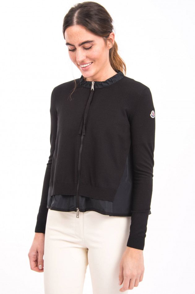 Moncler Sweat-Jacke aus Feinstrick in Schwarz