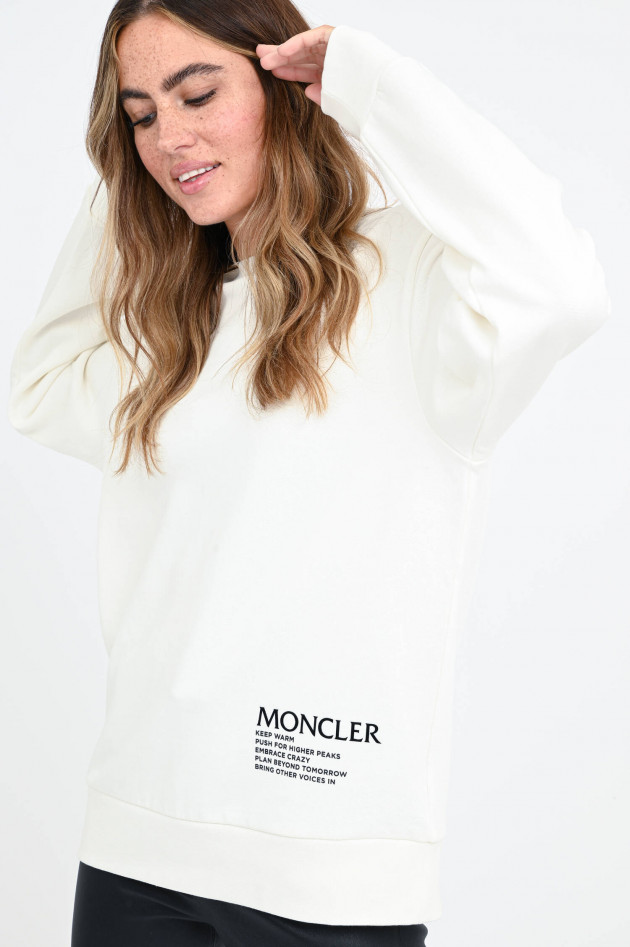 Moncler Oversized Sweater mit Schriftzug in Weiß