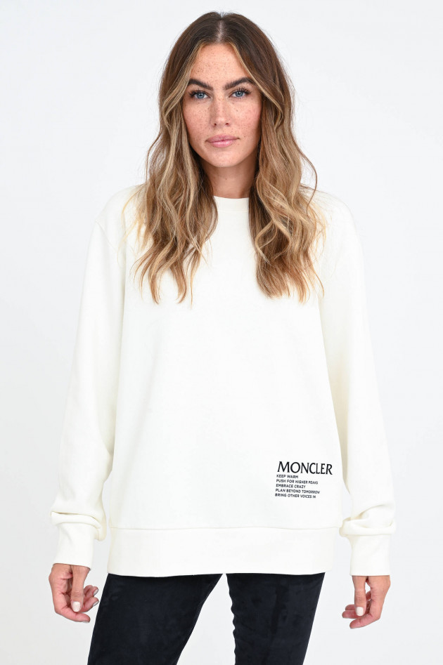 Moncler Oversized Sweater mit Schriftzug in Weiß