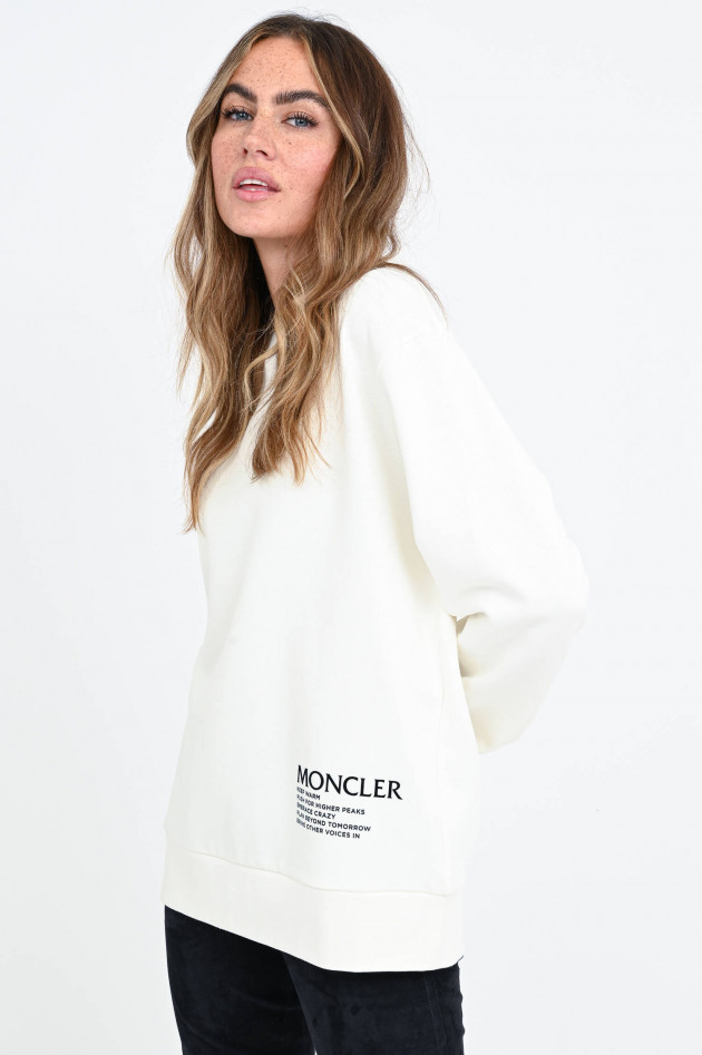 Moncler Oversized Sweater mit Schriftzug in Weiß