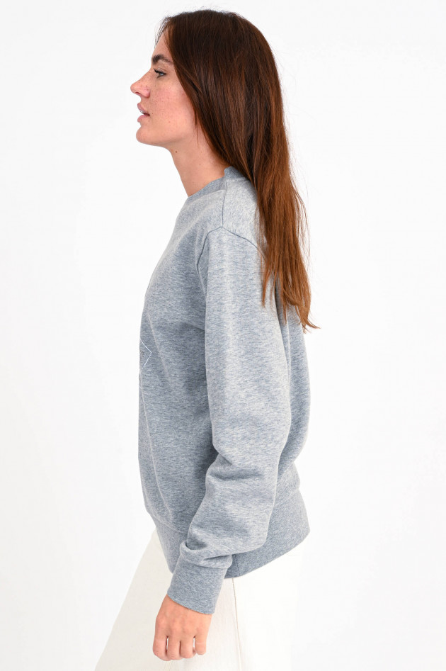 Moncler Sweater mit Logo aus Kristallen in Grau