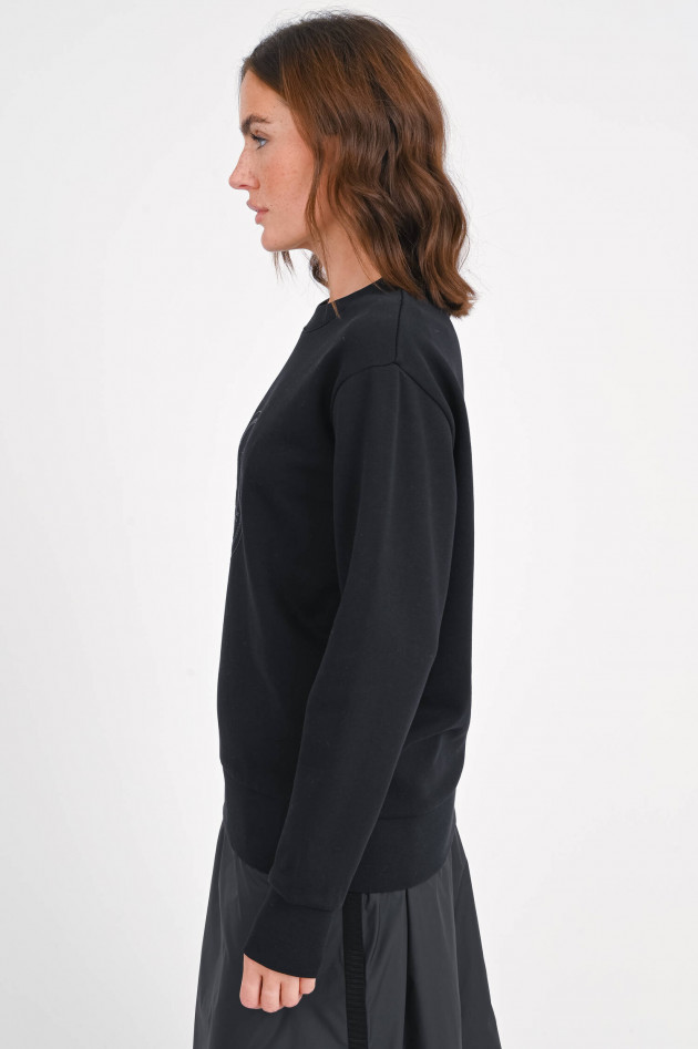 Moncler Sweatshirt mit Glitzerstein-Logo in Schwarz