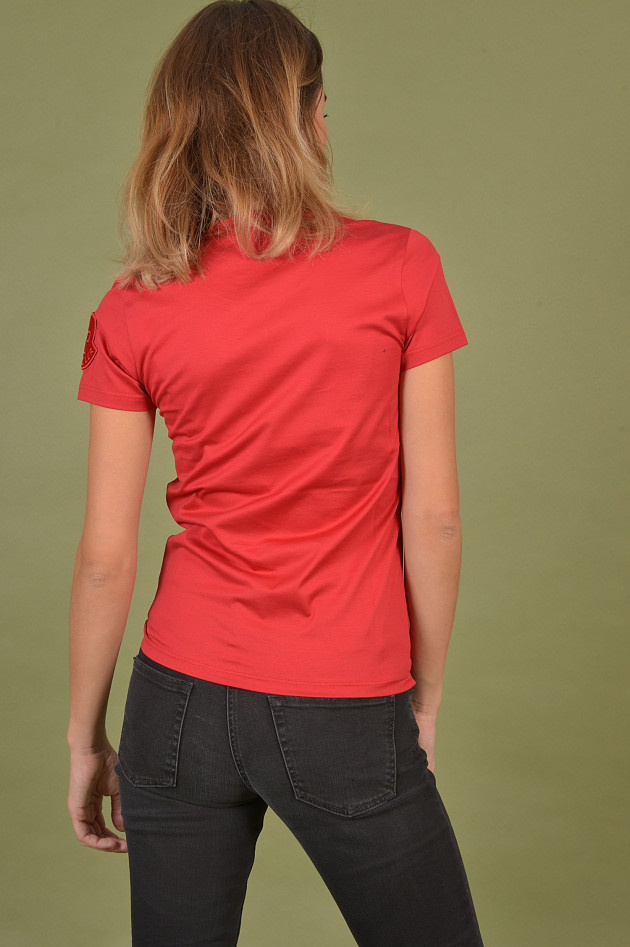 Moncler T-Shirt mit Samtlogo in Rot