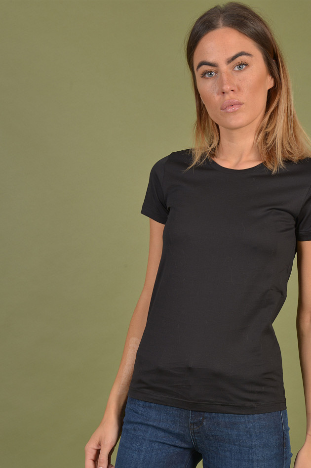 Moncler T-Shirt mit Samtlogo in Schwarz