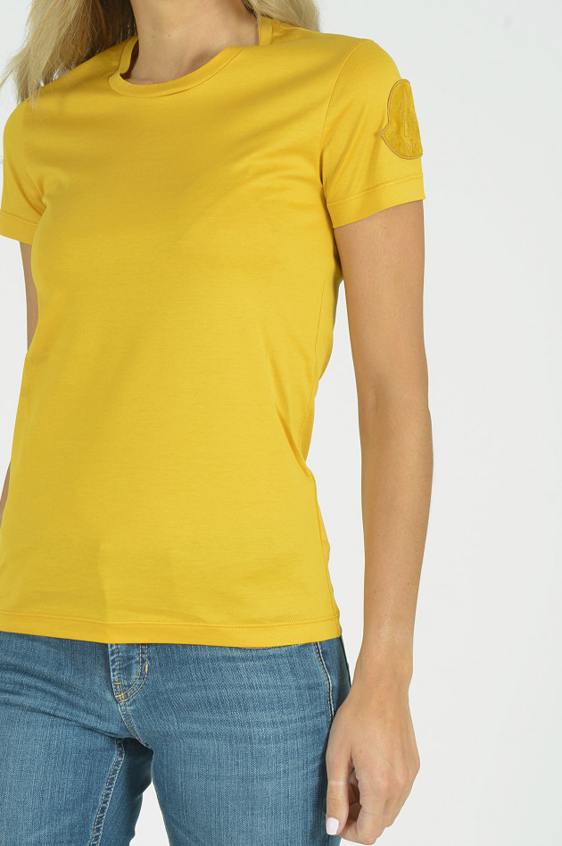 Moncler T-Shirt mit Samtlogo in Gelb