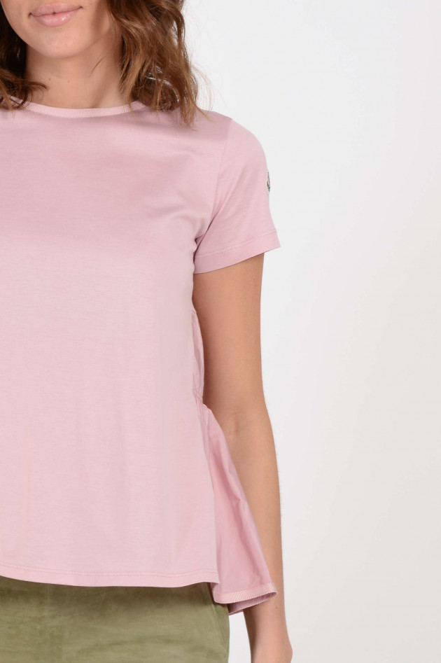 Moncler T-Shirt mit Nylonrüschen in Rosa