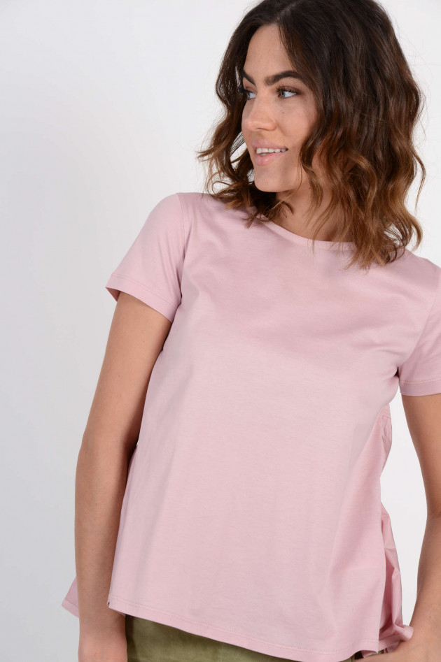Moncler T-Shirt mit Nylonrüschen in Rosa