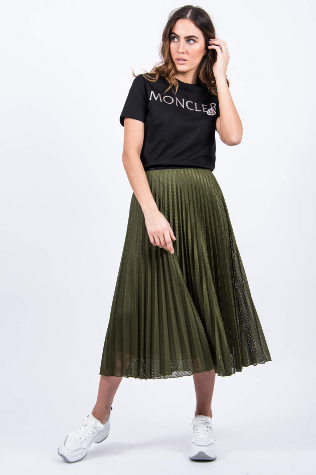 Moncler T-Shirt mit Metallic-Schriftzug in Schwarz