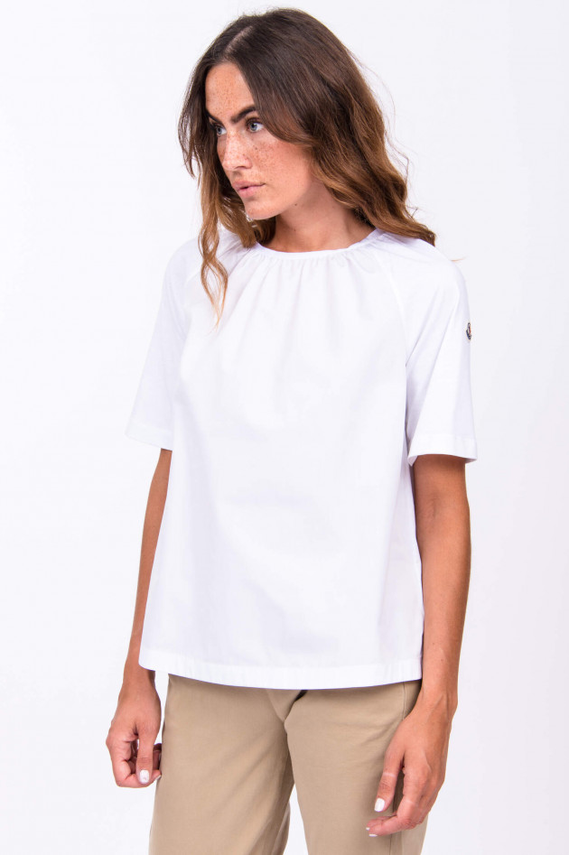 Moncler T-Shirt mit Popelin-Einsatz in Weiß