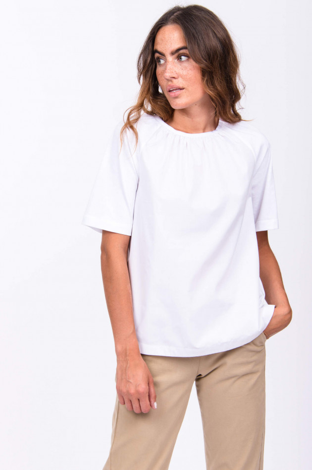 Moncler T-Shirt mit Popelin-Einsatz in Weiß