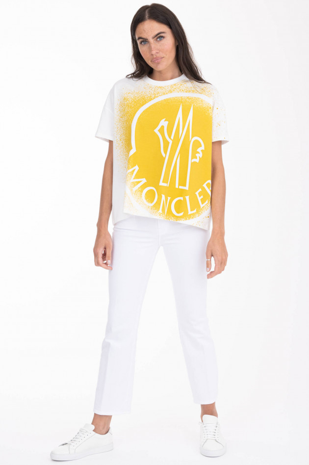 Moncler T-Shirt mit Color-Splash-Print in Weiß/Gelb
