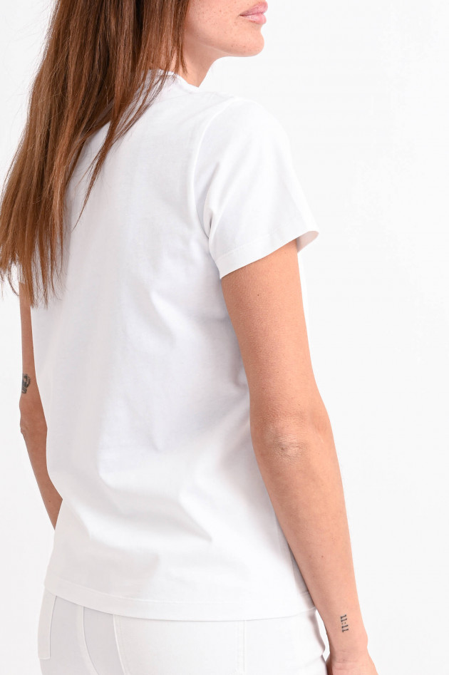 Moncler T-Shirt mit XL-Logo in Weiß/Pink