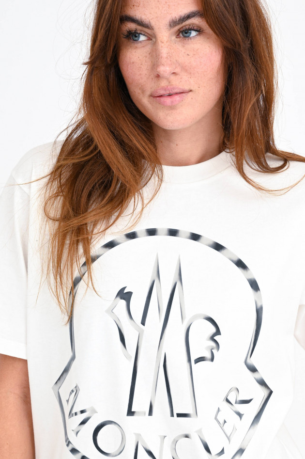 Moncler T-Shirt mit holografischem Logo-Print in Weiß