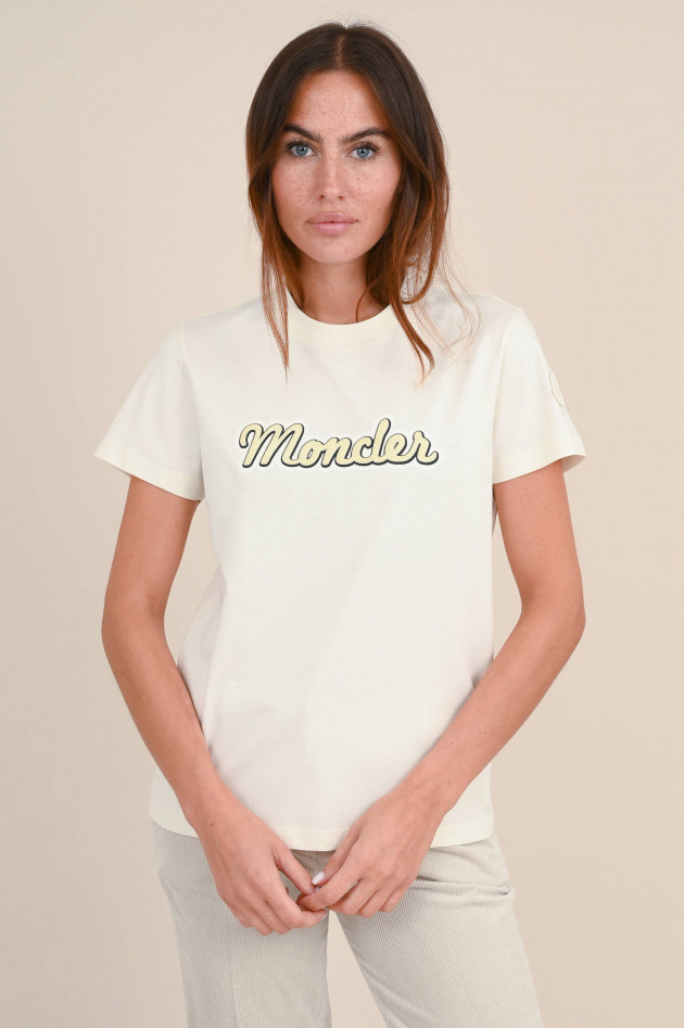 Moncler T-Shirt mit Schriftzug in Natur