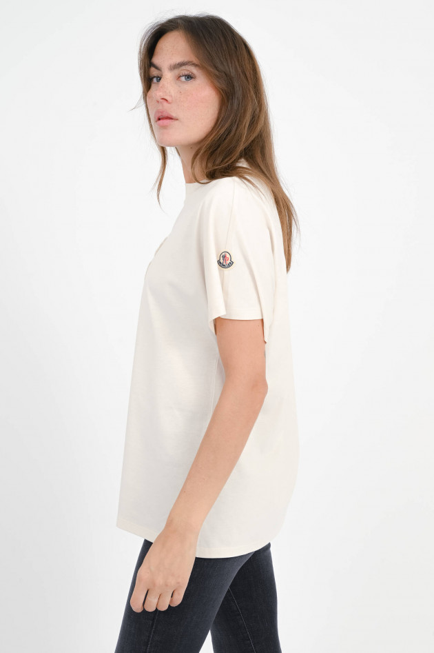 Moncler Baumwoll-Shirt mit Teddylogo in Ecru
